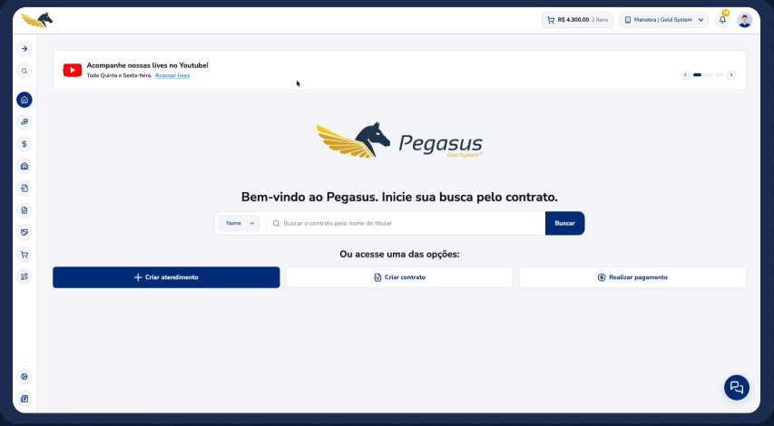 Pegasus Next home with global search